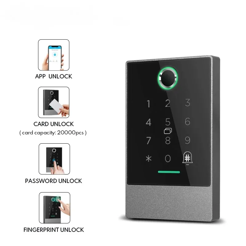 

TT Lock Smart APP Door Fingerprint Lock IP68 Waterproof Access Control Standalone Keypad 125Khz RFID Card