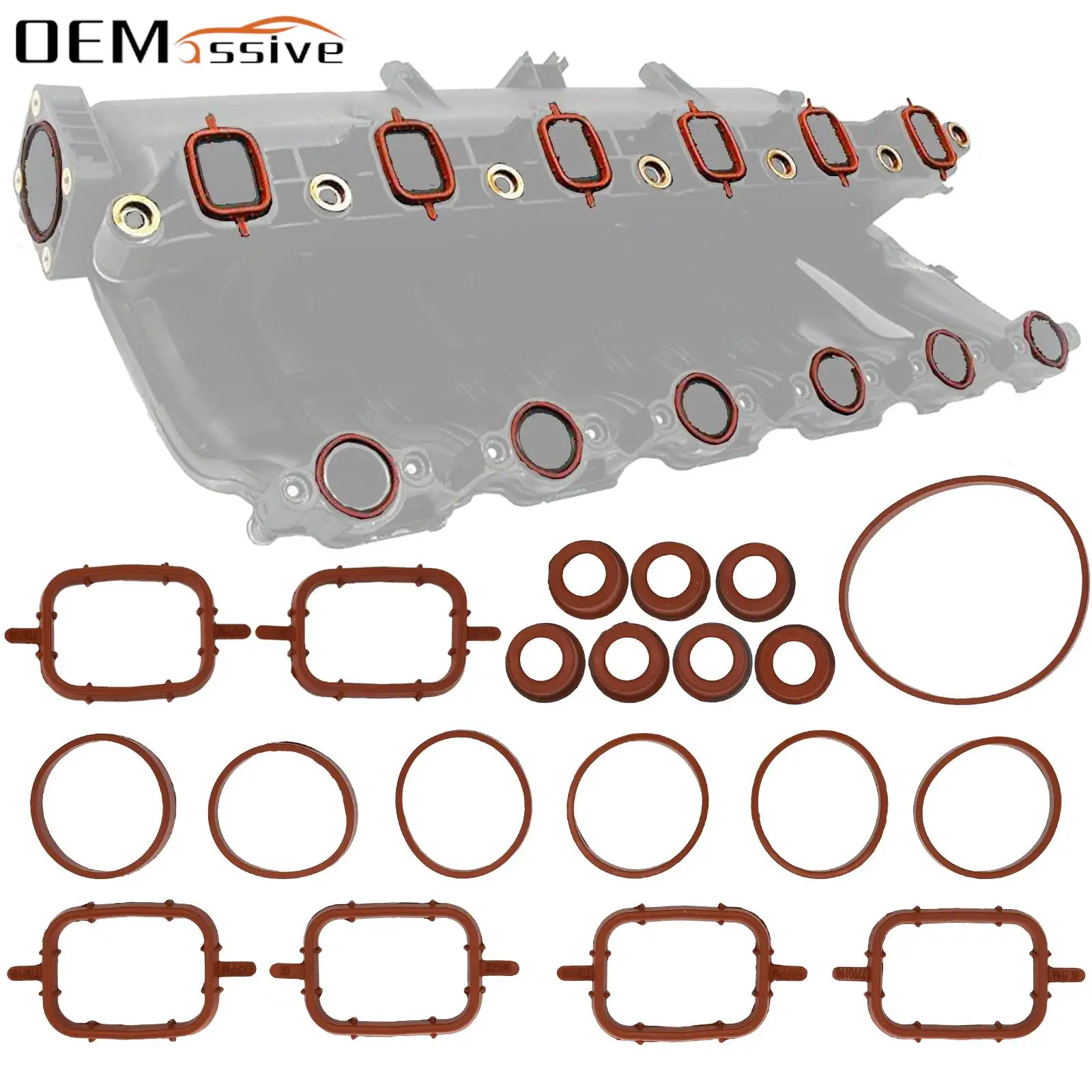 Intake Manifold Gasket Seal Kit, Peças de carro Acessórios, BMW X3, Série X5, M57, M57N, E39, E46, E90, E83, E53, E70, E71, 3.0d, 20pcs