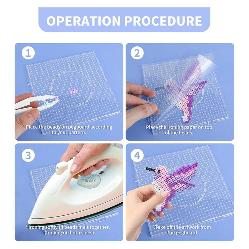 9Pcs 5Mm Large Square Beading Nail Board Plastic Beading Board With Ironing Paper, Bead Tweezers For Kidscraft Beading