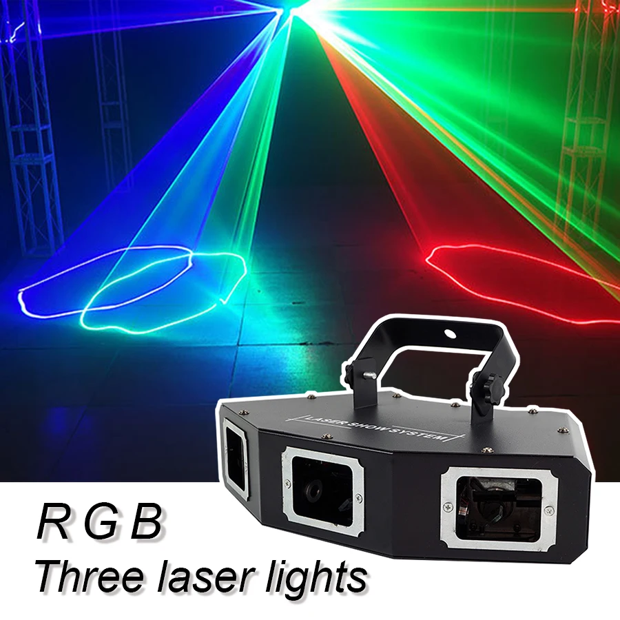 New RGB Laser Line Beam Scanner Three Hole Laser Projector dj Disco DMX Stage Lighting Effects For Holiday Party Home Party Bar