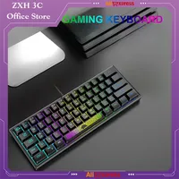 Ziyoulang K61 Wired Keyboard Rgb Colorful Lighting Plug Play 62 Key Mini Esports Game Typing Office Desktop Laptop Peripherals