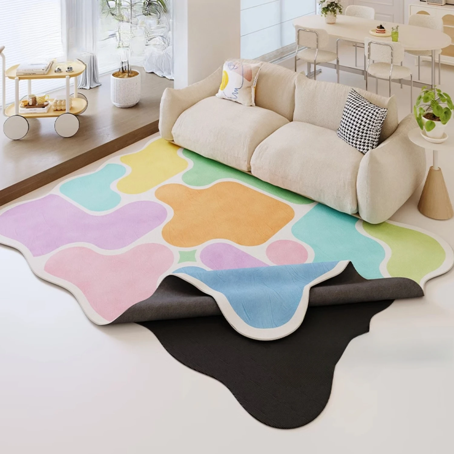 

Carpet for Living Room Special-shape Color Cute Bedroom Non-slip Floor Mat TPR Double Layer Removable Machine Washable Rug Ковер