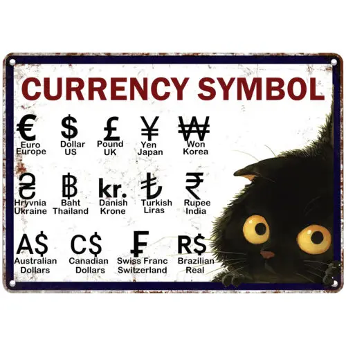 Black Cat Retro Metal Signs Wall Decor Plaque Bar Poster Tin Signs 12x8Inches