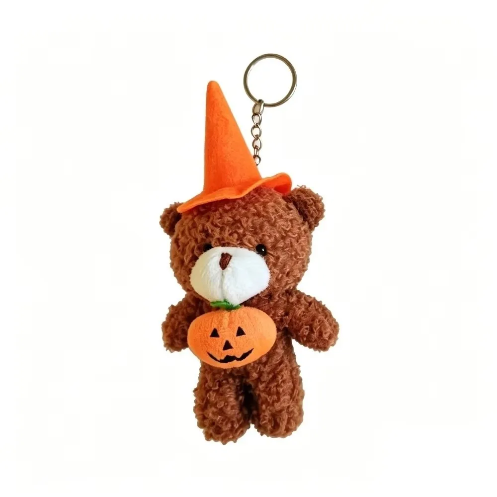 Gifts Plush Plush Doll Keychain Decorative Hat Brown Plush Bag Charm Halloween Theme Soft Backpack Pendant Backpack Decoration