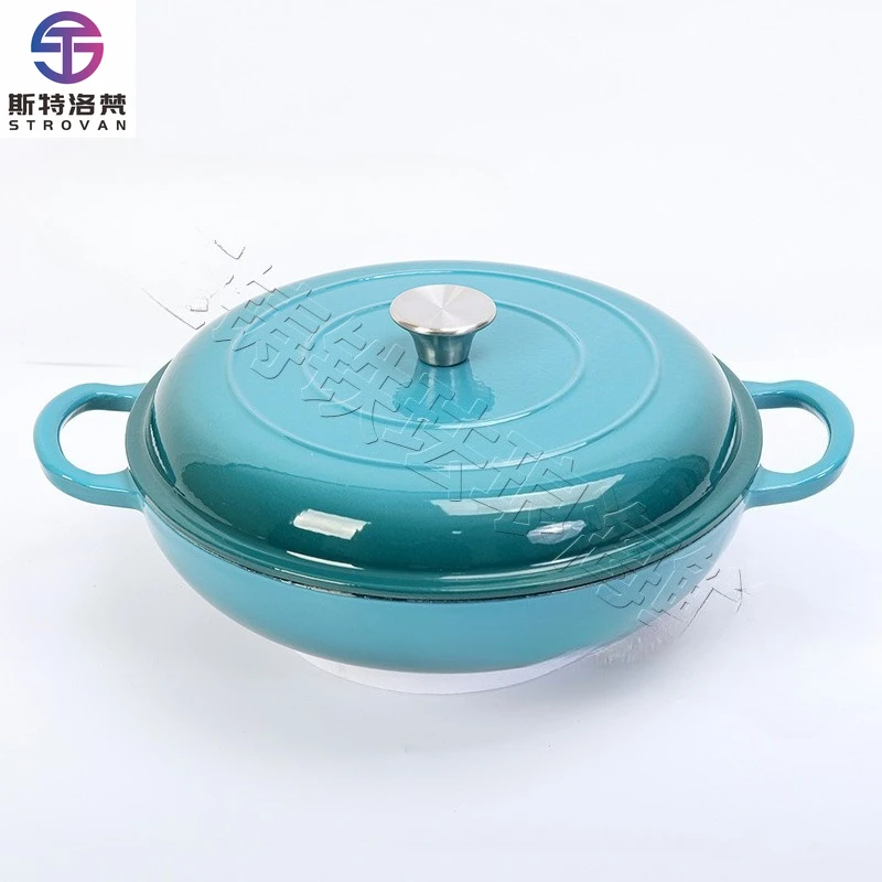 

30cm Cast Iron Enamel Pot Seafood Pot Multipurpose Non-stick Kitchen Pot for Family Catering