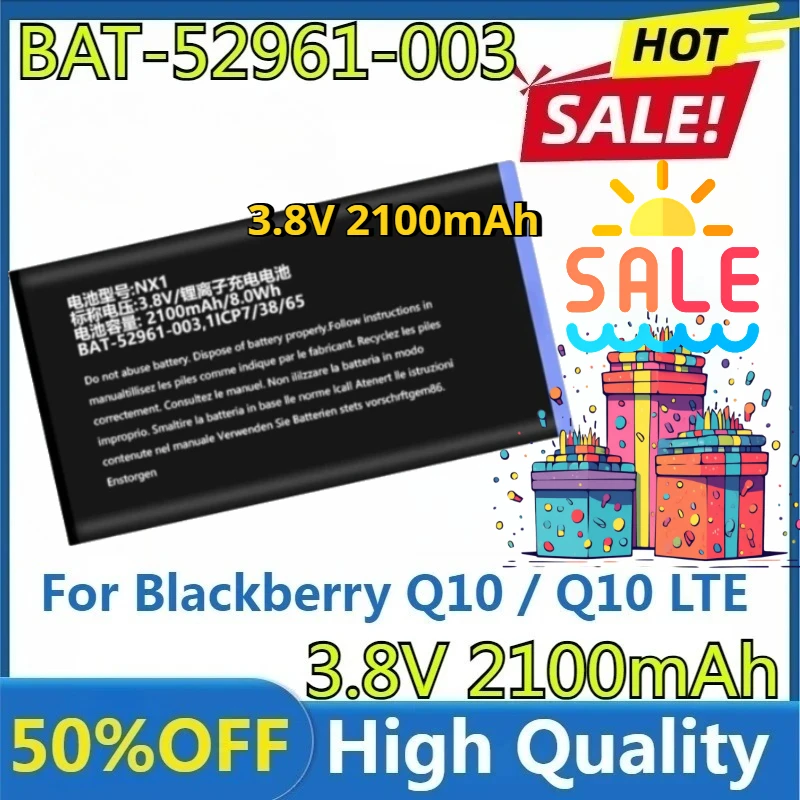 

For Blackberry Q10 / Q10 LTE / Q10 LTE SQN100-1 High Quality Replaceable ACC-53785-201 / BAT-52961-003 / NX1 2900mAh Battery