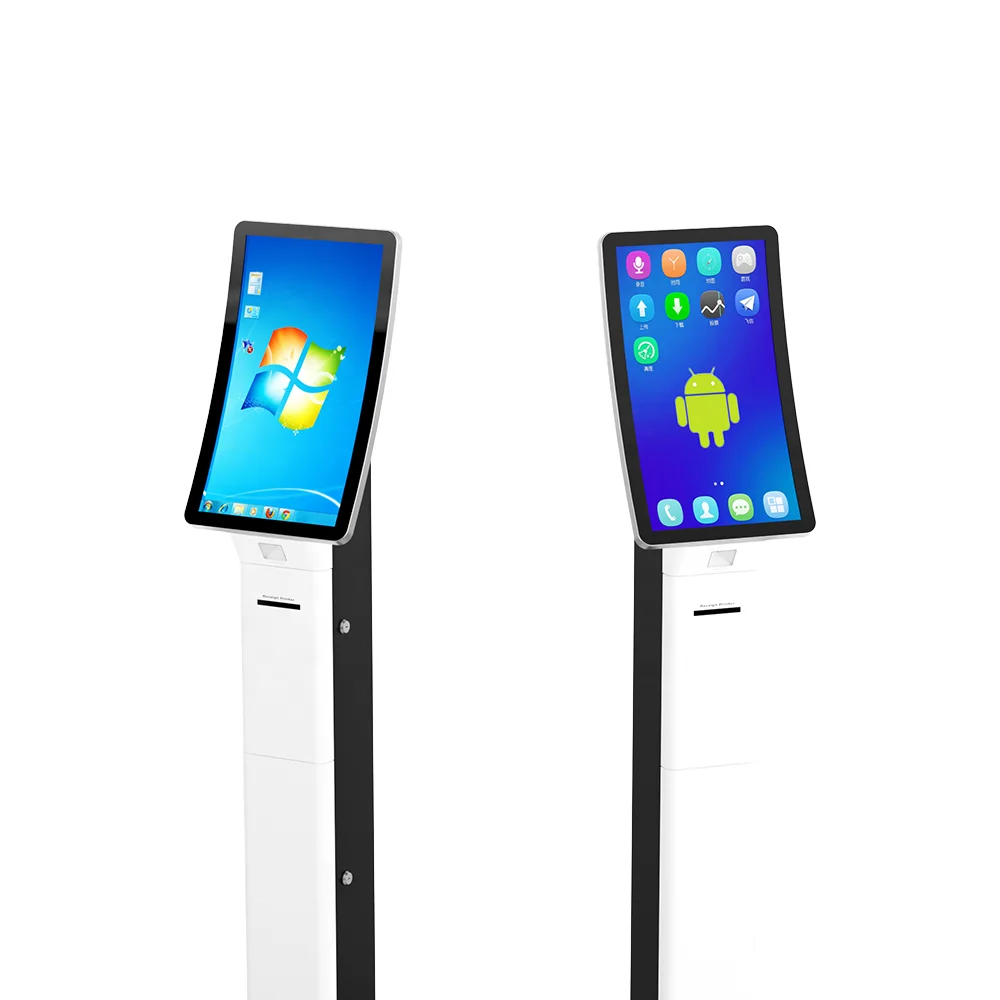 

Touch Curved Screen Self Service Food Ordering Kiosk SDK Metal Windows 7-23.6 Inch Terminal for Information Checking Payment