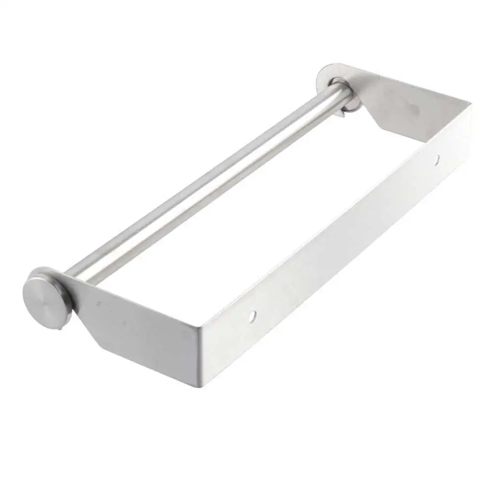 Stainless Steel Paper Towel Holder Black/Silver Heavy Duty Roll Paper Stand Hanging Punch-Free Paper Roll Hanger Bathroom