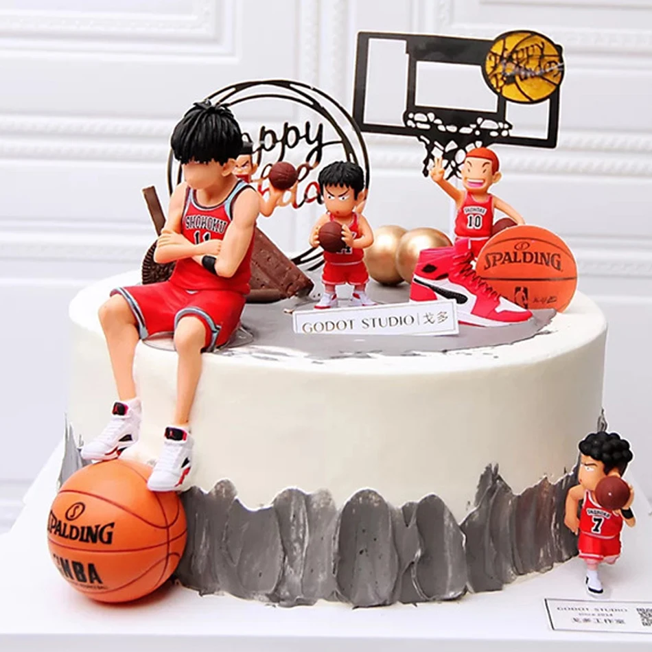 5pcs SLAM DUNK Anime Figure Sakuragi Hanamichi Rukawa Kaede Akagi Takenori Action Figures Model Dolls Kids Toys Cake Decoration