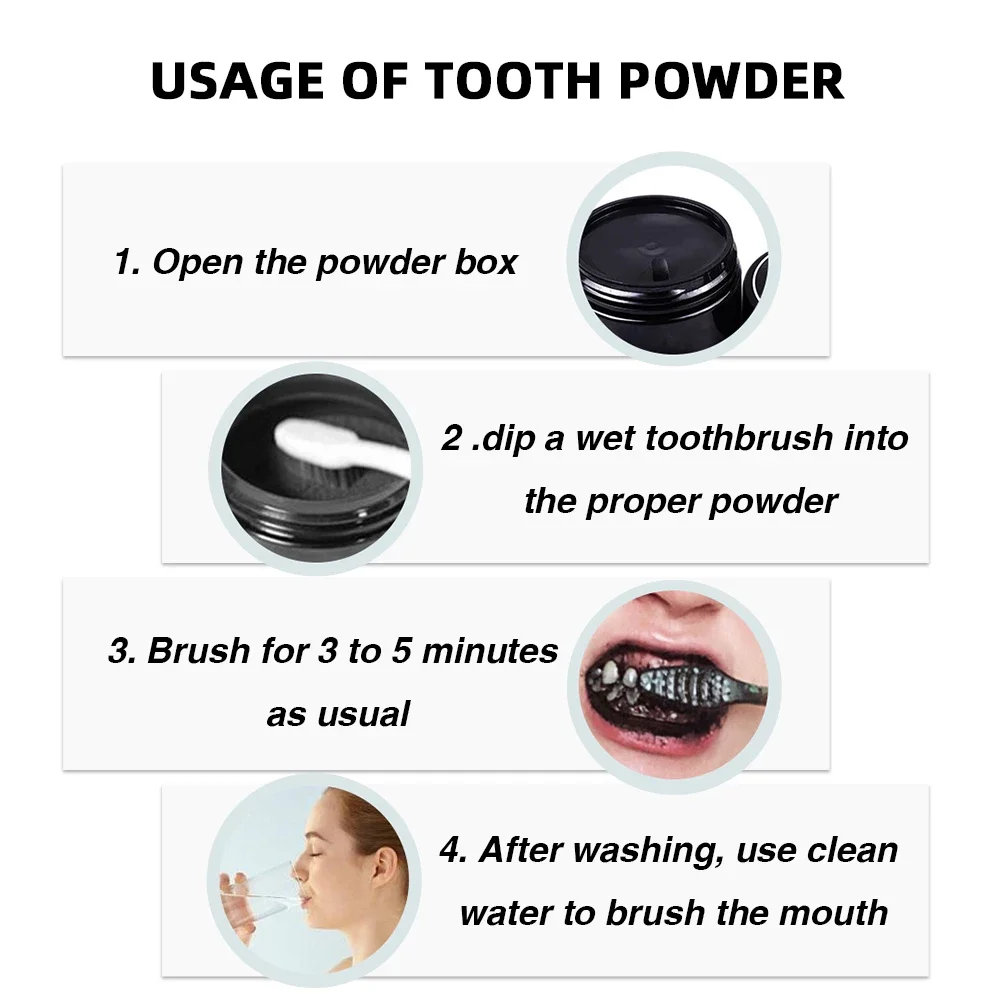 Set 30g Teeth Whitening Oral Care Charcoal Powder Natural Activated Charcoal Teeth Whitener Powder Oral Hygiene