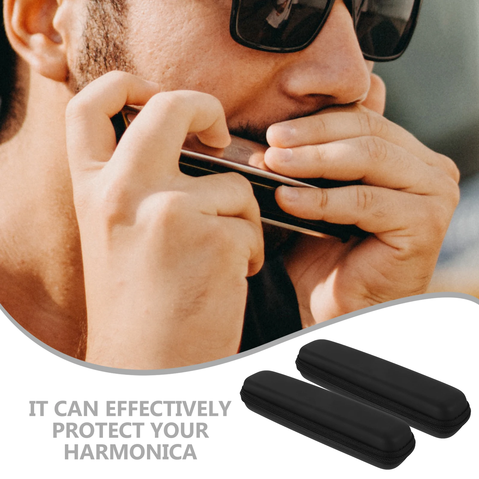 

2Pcs Harmonica Protective Box Durable Eva Material Case for Travel Home Storage Lightweight Compact Design with Zipper