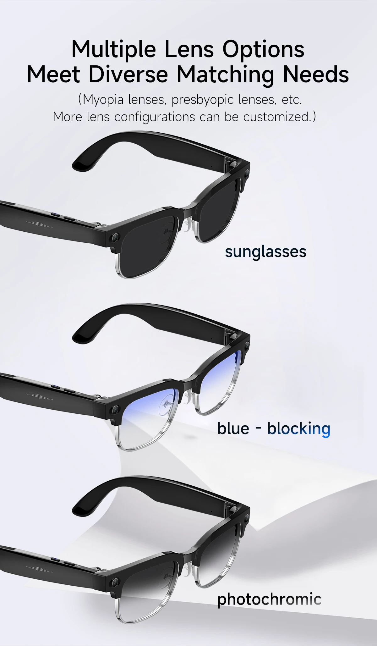 2026 Neue KI-Smart-Brille mit 120+ Sprachübersetzung, 800W Pixel Kamera, Video-Musikplayer, Anruffunktion, Business 8K Farbwechsel-Brille für Herren – Detail 21