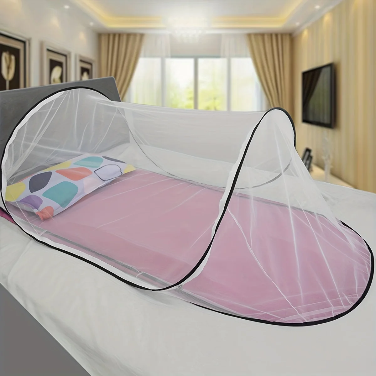 Versatile All-Season Mosquito Net for One | Easy-Fold, Zip-Up Entry, Universal Fit | No Installation, Durable Polyester