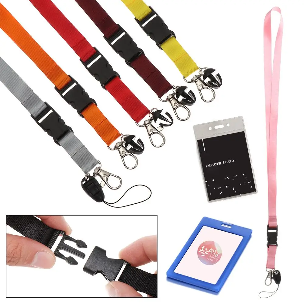 1PC New Printed Fabric Lanyard badge ID Card Holder Neck Strap Clip Mobile Phone Neck Straps Office School Supplies