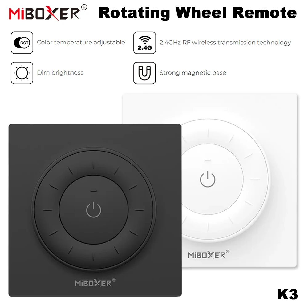 MiBoxer K3 2.4G Rotating Wheel Remote Color Temperature Panel Remote Control Adjustable Dimmer Wireless for Lamps/Controllers