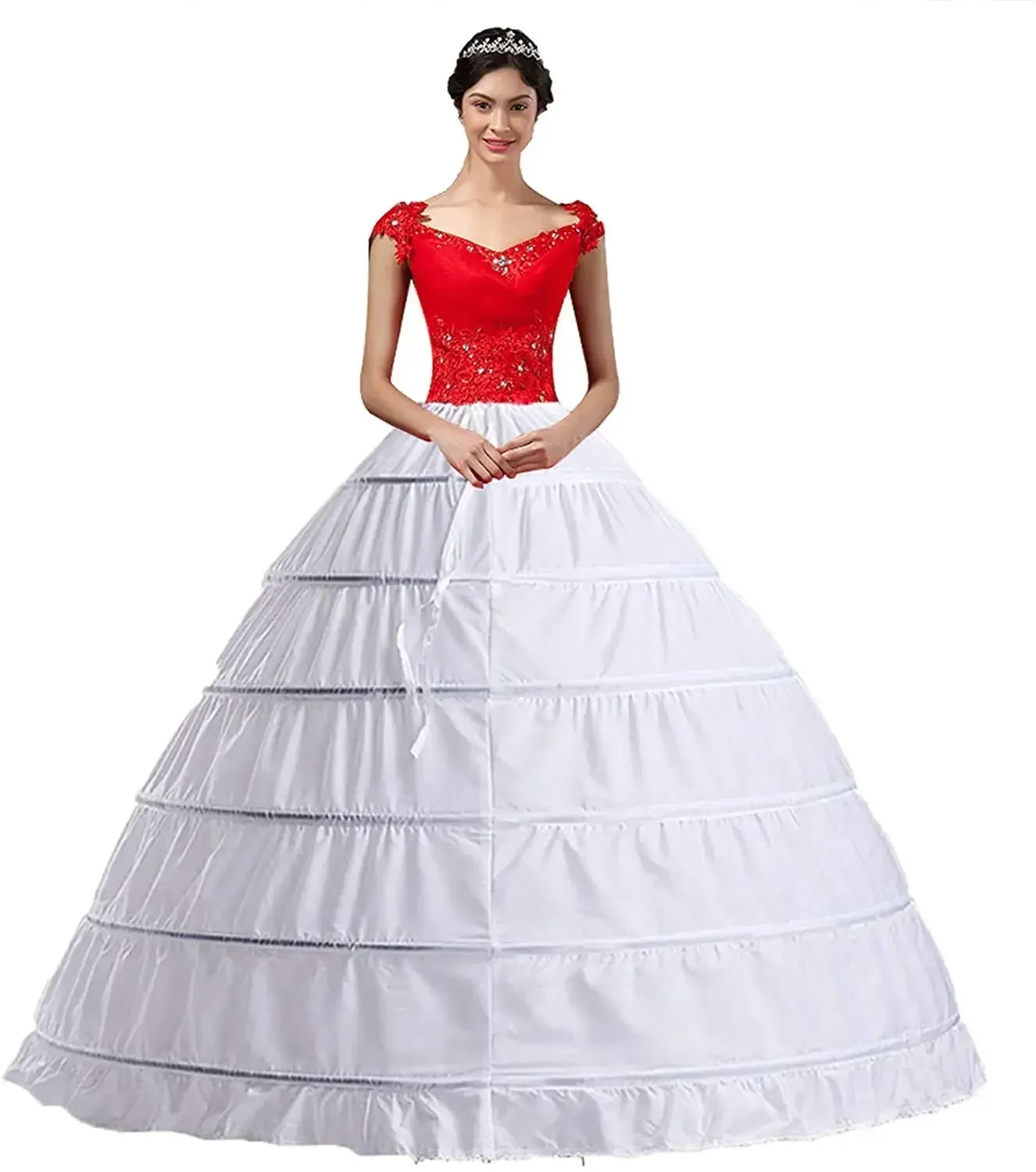 Crinoline Petticoat Underskirt 6 Hoop Ball Gown Skirt Floor Length for Wedding Dress