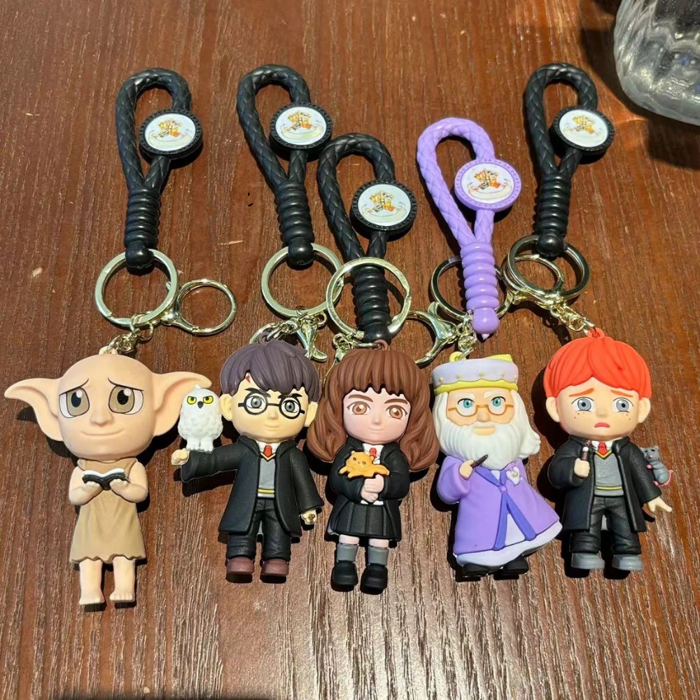 Cartoon Harri Cute Magician PVC Key Chain Bag Pendant Doll Potter Ron Weasley Pendant Couple Car Key Chain for Kid Birthday Gift