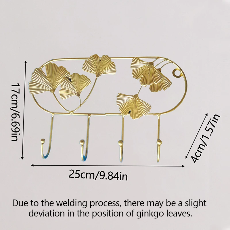 Styl skandynawski złoty liść wieszak kreatywny wieszak na klucz organizator żelazny ściana artystyczna wisząca dekoracja przechowywanie w domu