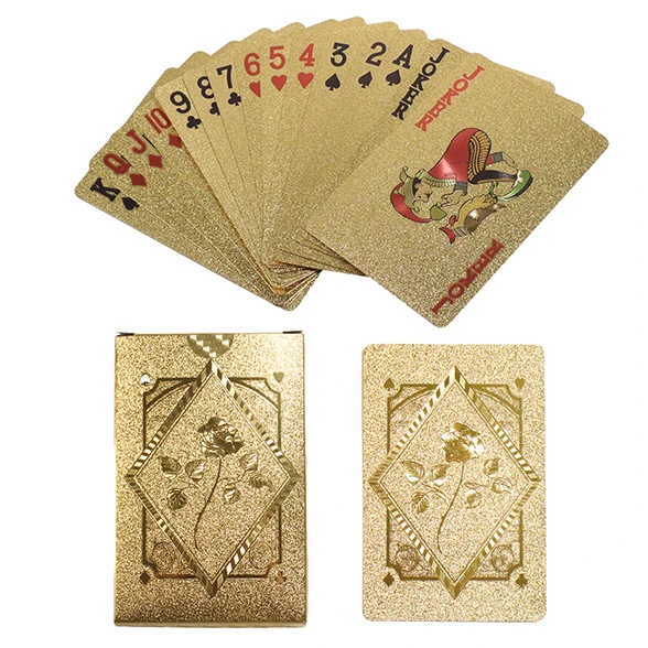 أوراق لعب بلاستيكية مقاومة للماء باللون الذهبي والأسود والفضي عيار 24 قيراط، مجموعة إبداعية رائعة وقيمة، ألعاب لوحية هدية لعبة البوكر الماسية الداكنة
