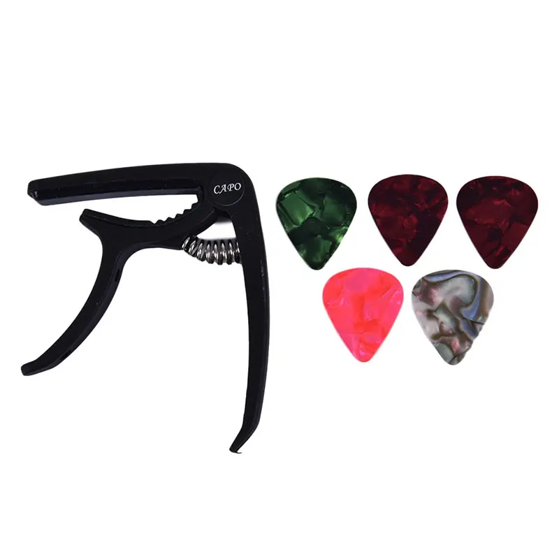 (SH）[SH]1 capo para guitarra y 5 púas para guitarra, accesorios para guitarra acústica y eléctrica