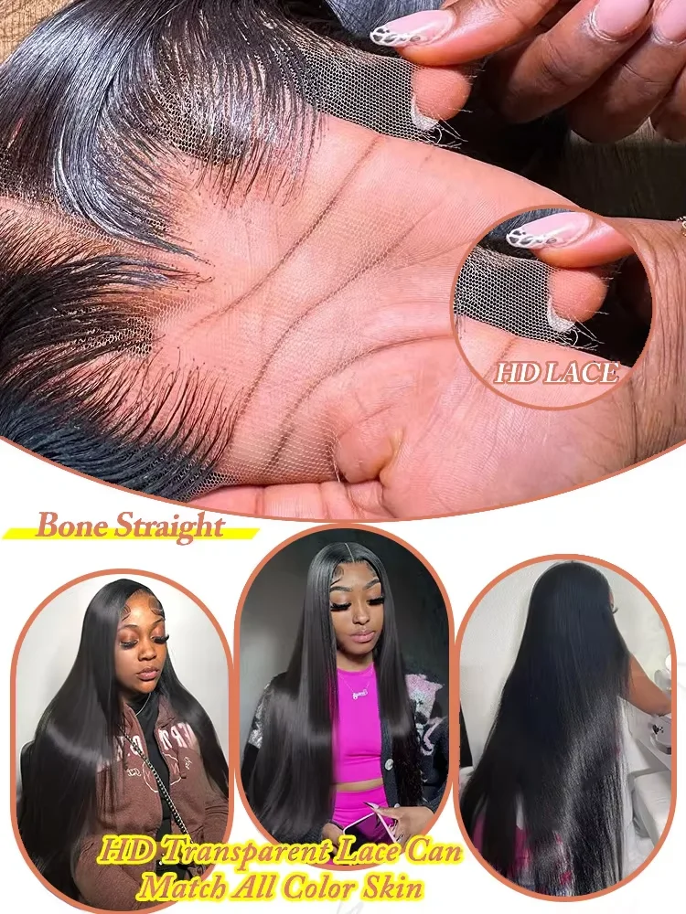 40 بوصة شعر طبيعي مفرود باروكة 13x6 HD الدانتيل أمامي 100% شعر الإنسان 360 كامل الدانتيل شعر مستعار أمامي البرازيلي قبل قطعها الباروكات للنساء #3