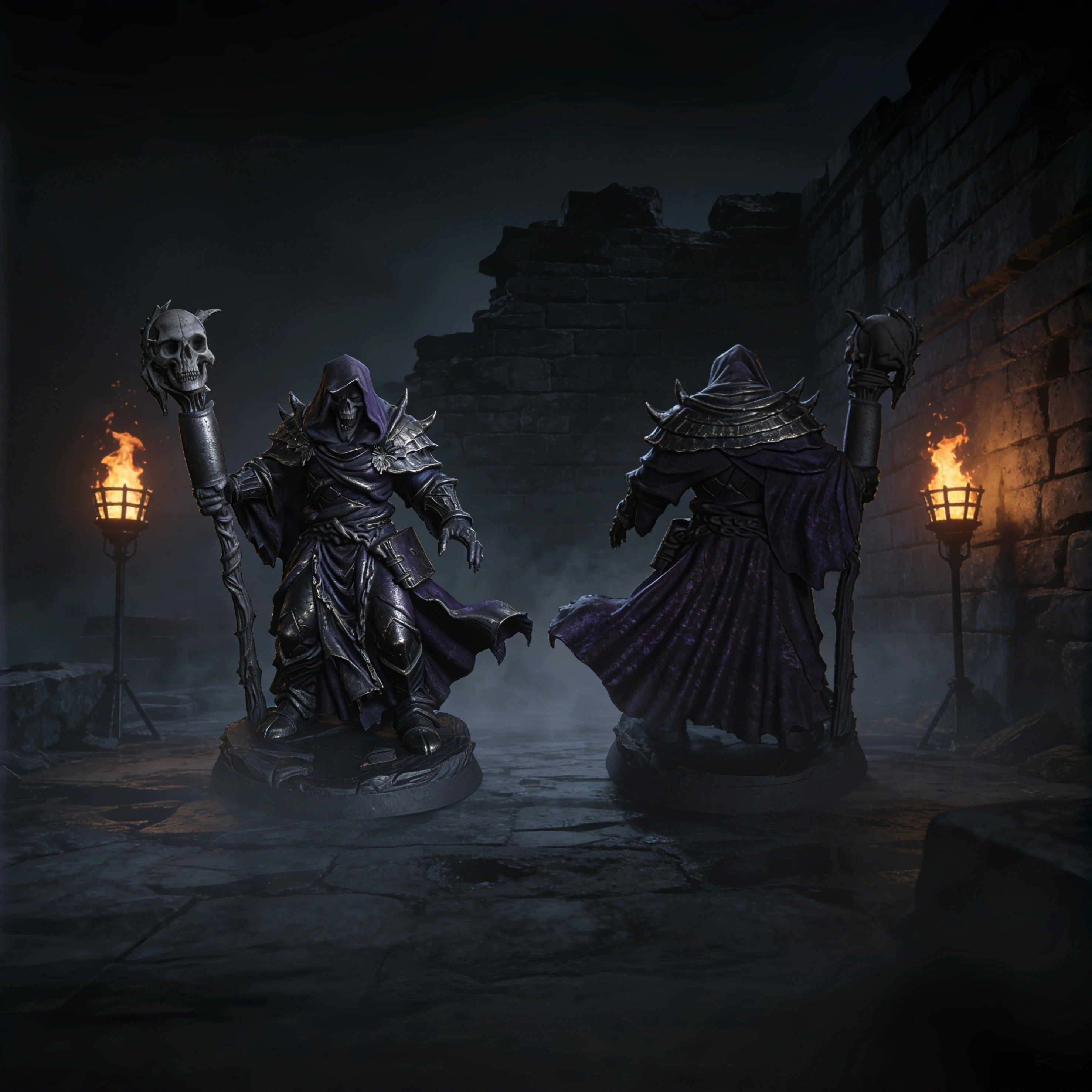 3D Printed Necromancer Model, High-Precision Unpainted White Model, Tabletop Game War Chess Piece, Hand-Painted Dark Wizard Figure, DIY Materials, Dark-Style Tabletop Ornament