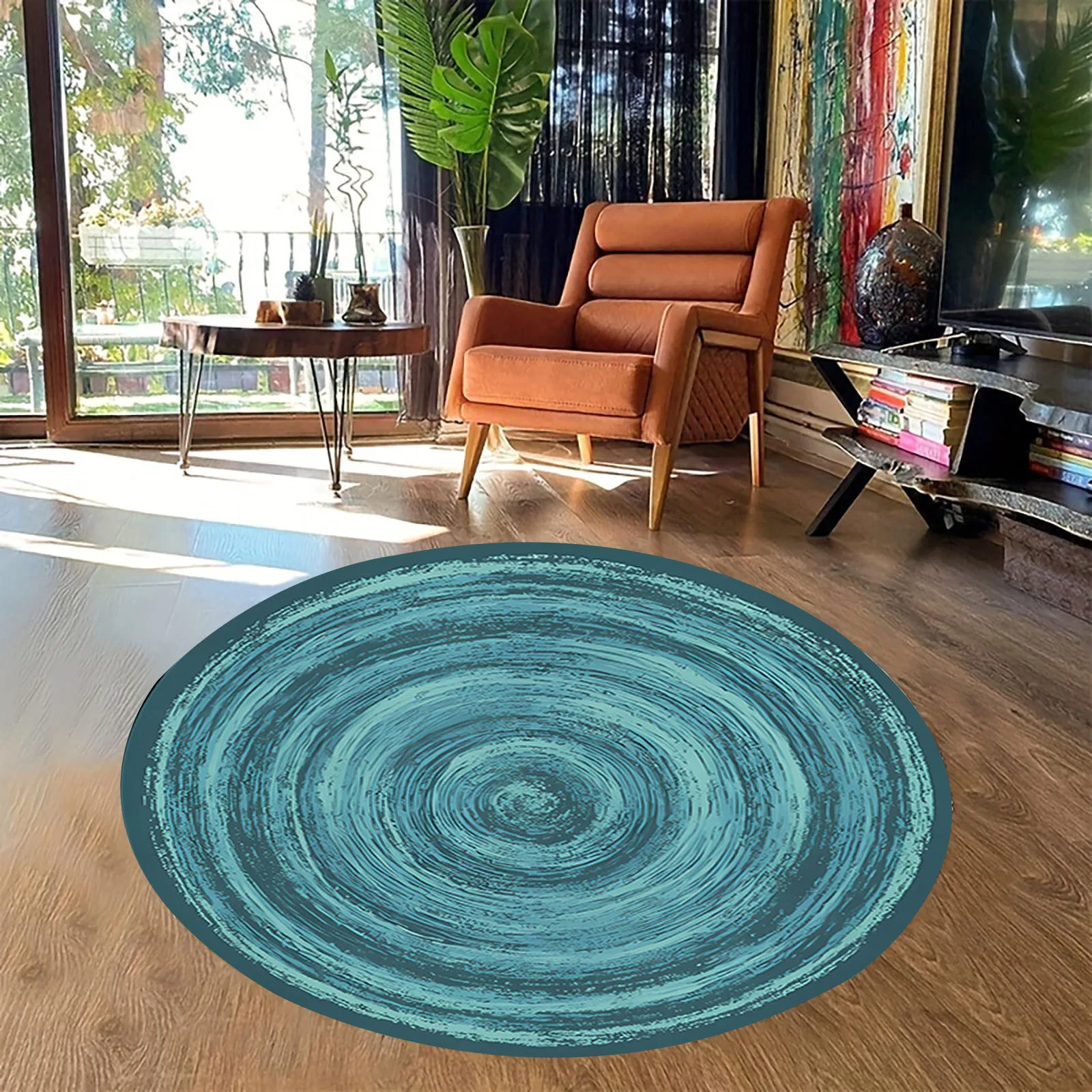 tapete-decorativo-redondo-de-poliester-azul-teal-abstrato-com-circulos-para-sala-de-estar-estilo-boho-duravel-para-o-lar