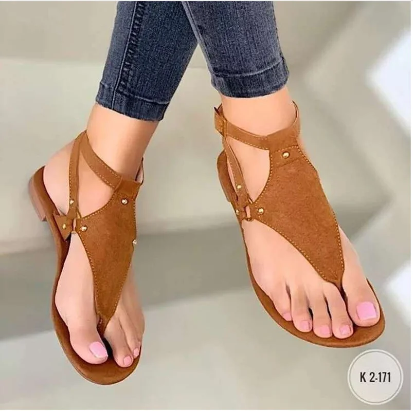 

New Bohemian Style Women Casual Summer Beach Sandals Rhinestone Decor Clip Toe Lady Flat Beach Gladator Sandals Size 35-43