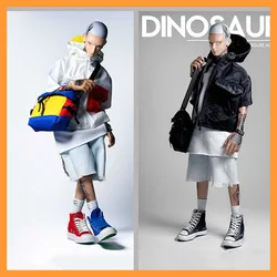 In Stock 1/6 Male Soldier Fashion Figure Clothes Set Hooded Pullover Coat Vest Tee Denim Shorts Trendy Bag For 12
