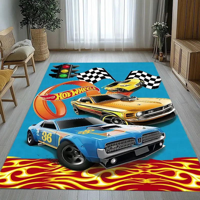 H-Hot Wheels Track Cityscape Racing Cartoon Soft Non-Slip Large Area Rug for Living Room,Bedroom Carpet Mat for Sofa,Home Decor