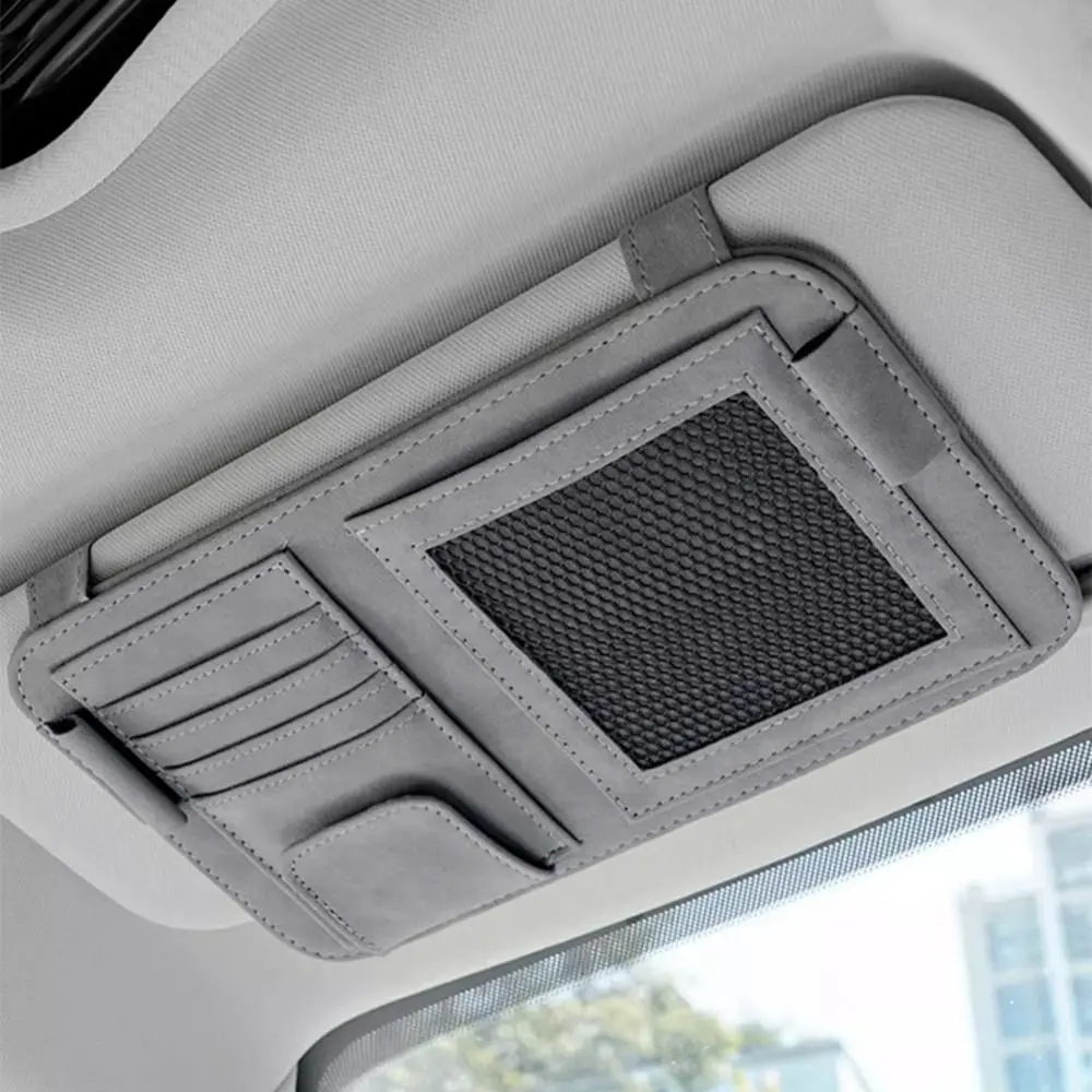 Multi-compartment Car Sun Visor Organizer Easy To Install Space Saving Sun Visor Pocket Easy Access Wear-proof