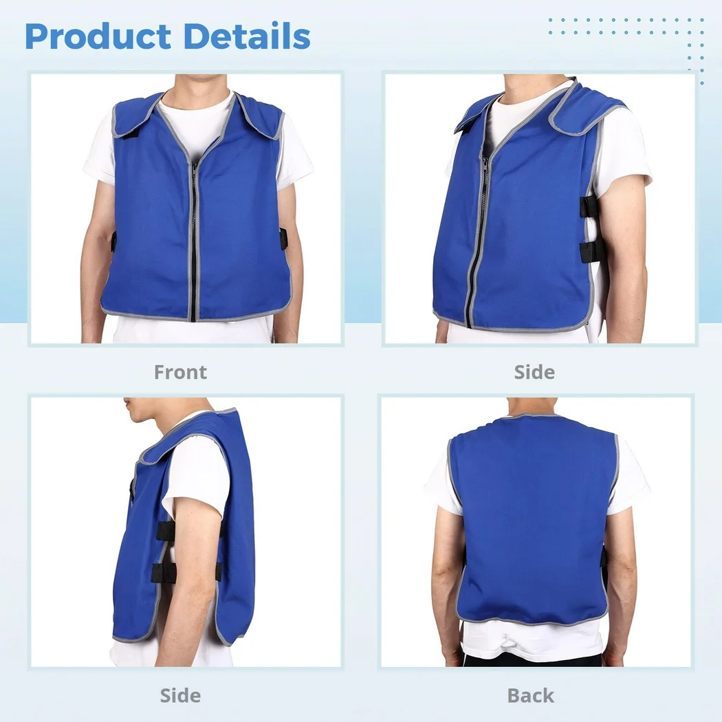 Chaleco refrescante azul de verano para chaleco de rescate contra incendios de alta temperatura con paquetes de hielo, ropa refrescante para clima caliente, chaleco fresco, abrigo
