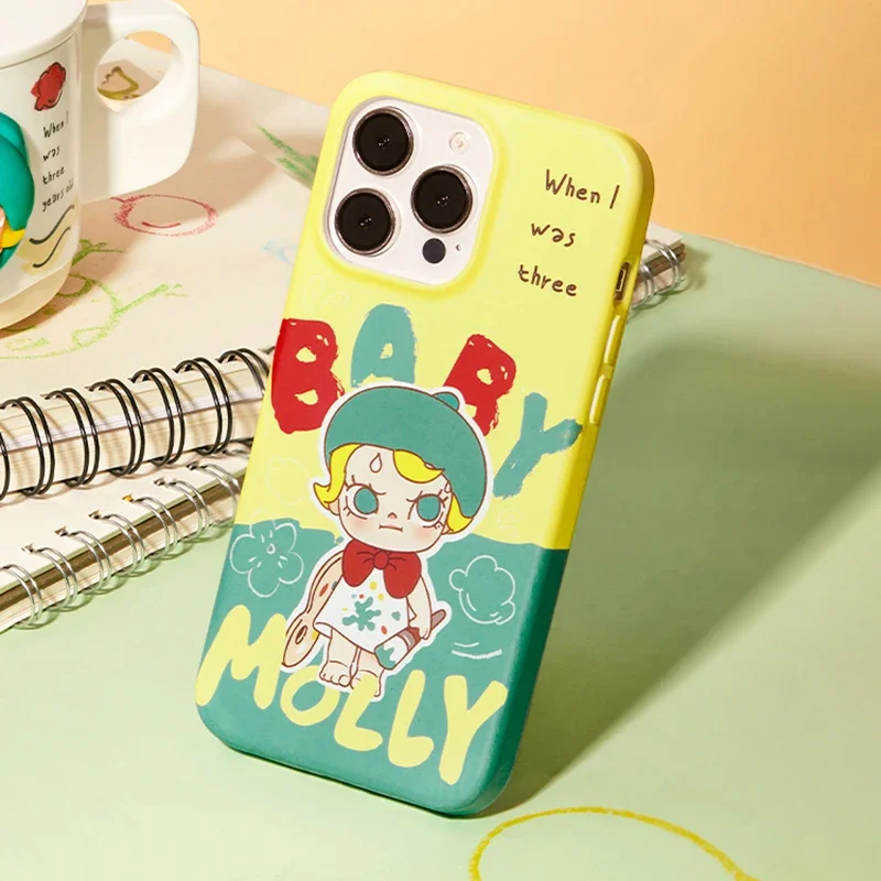 POPMART BABY MOLLY When I Was Three Series Phone Case IPhone Peripheral Blind Box Guess Bag Original Toys Doll Cute Anime Figure