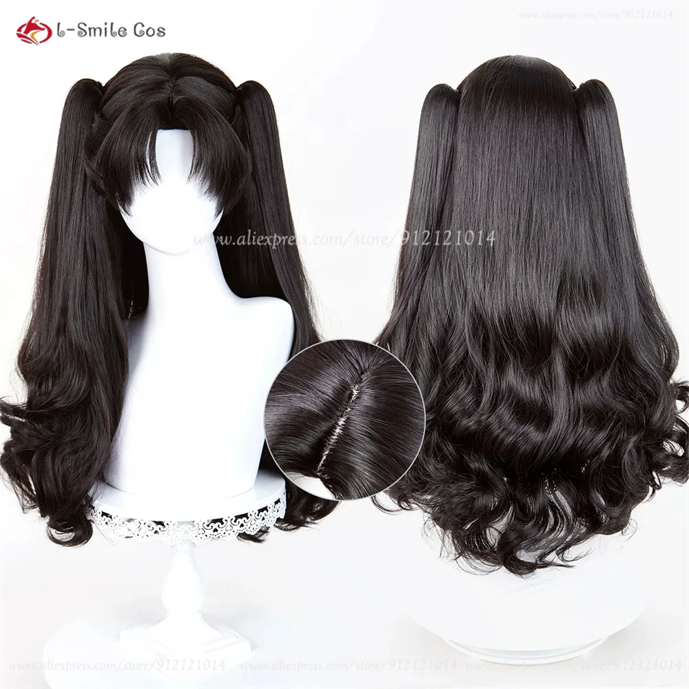 Fate Tohsaka Rin Cosplay Wig 82cm Black Cruly Ponytail Wigs For Women Cosplay Anime Wig Heat Resistant Synthetic Hair Halloween - view 5