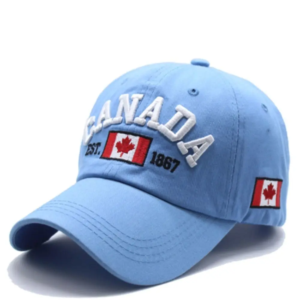 Gorra de Béisbol Ajustable con Estampado de la Bandera de Canadá, Gorra de Algodón con Bordado, Estilo Casual