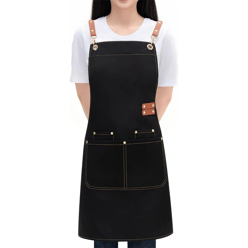 Hickened Canvas Cotton Aprons for Coffee Shops Beauty Salons Custom Logo Available Wholesale Pricing for Bulk Orders