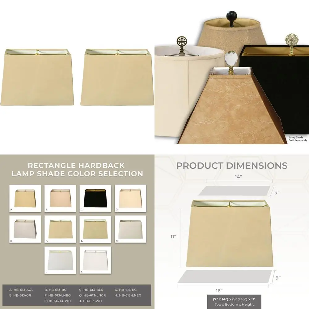 

Rectangle Linen Beige Hardback Lamp Shade Set of 2, 7x14x11 Inches, Large Size for Home Lighting