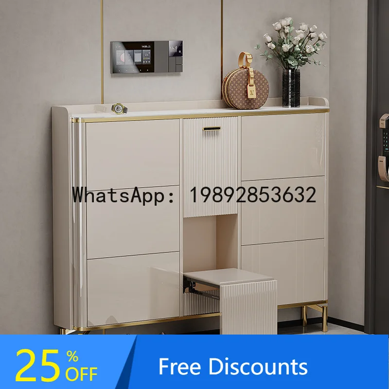 YFY Ultra-Thin Simple Entryway Flip Shoe Cabinet Home Doorway Large Capacity Space-Saving 17cm Flip-Top Door