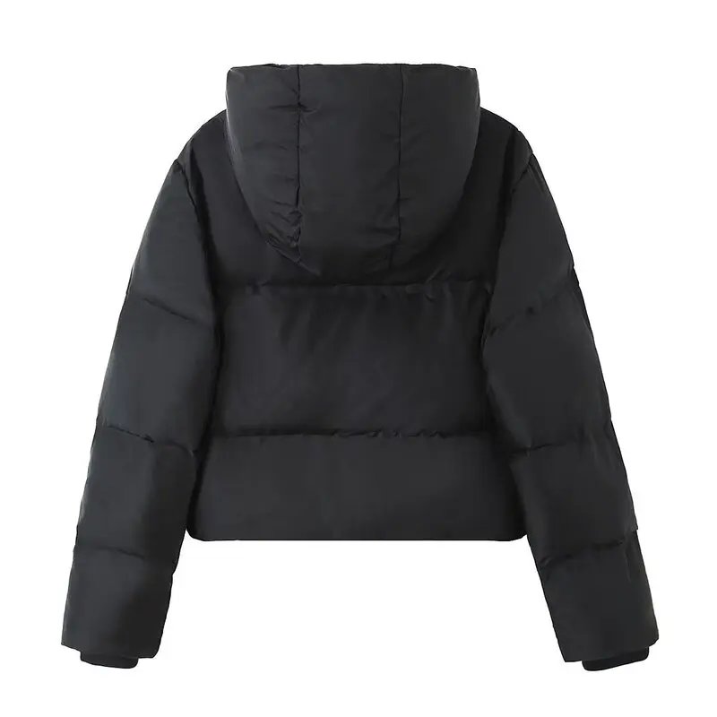 

Warmth Cotton Jaet Hooded ort New Autumn Winter Women's Outerwear Coat Zipper Closure Loose Fit Long Sve Regular Length