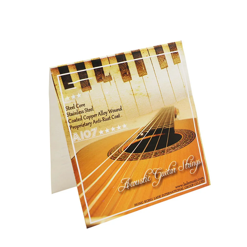 

6pcs Folk Guitar Strings Brass Acoustic String Replacement Set Corrosion Resistant Smooth Transition Responsive Tuning Long