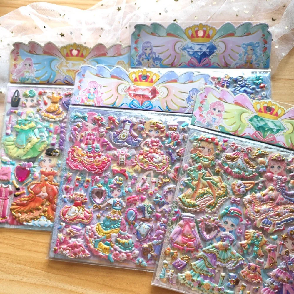 

1/4PCS Girls' Princess Dress-Up EVA Stickers - Reusable 3D Textured Removable Bubble Foam Stickers Exquisite(Anime Worlds Store)