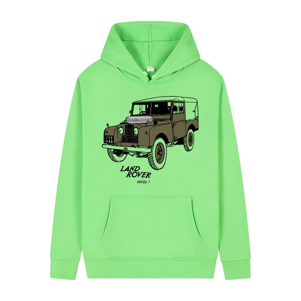 Men\'s Hoodie Wool Sweatshirt Land Cars Rover 90 Series Army Car Men Pullover Thickened Hoodie Class Sweater Sports Couple Hoodie