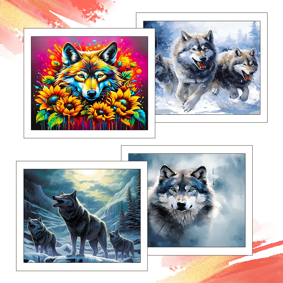 

RUOPOTY Painting By Number Adults New wolf Animals 40X50cm Oil Art Picture Drawing Kits Acrylic Paints Crafts Wall Decororation