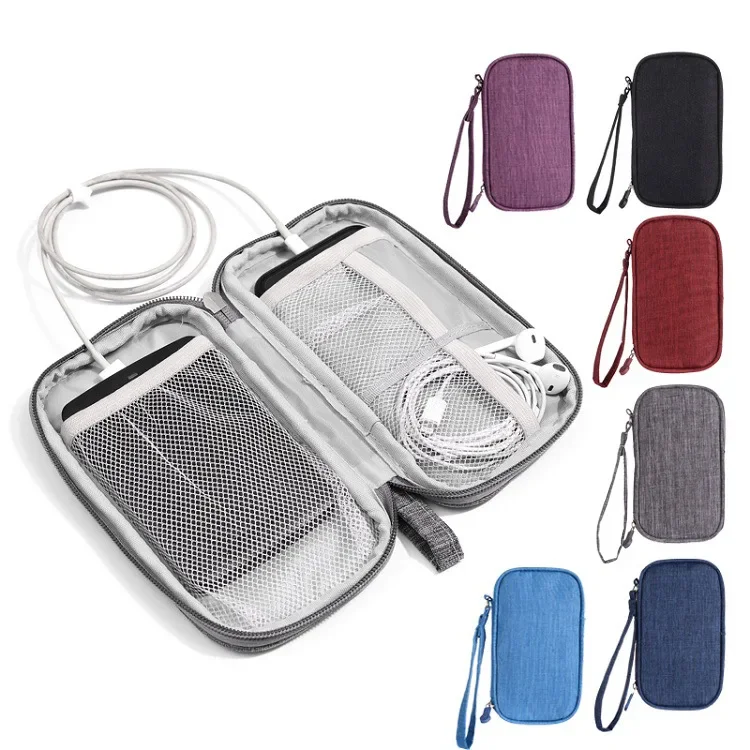 1pc Pink/Grey/Black/Navy Travel Portable Digital Product Storage Bag USB Data Cable Organizer Headset Charging Treasure Box Bag