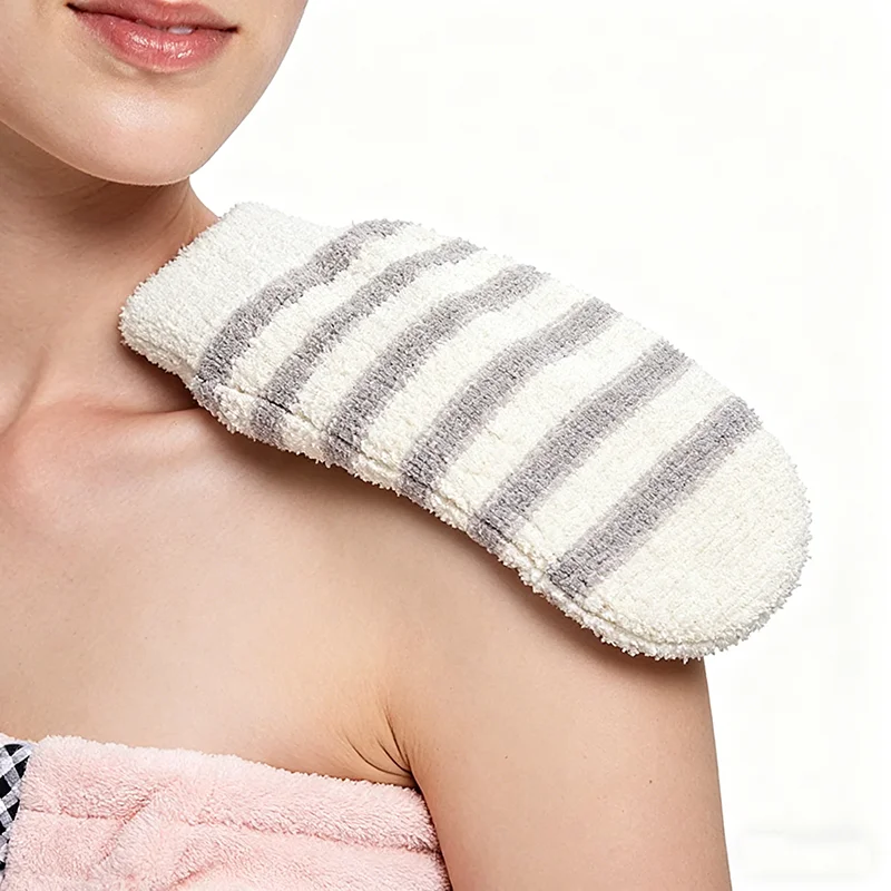 Luva de banho esfoliante de cânhamo, fibra de bambu natural, limpeza profunda, dupla face, remoção de pele morta, luvas, suprimentos de banho, 1 peça