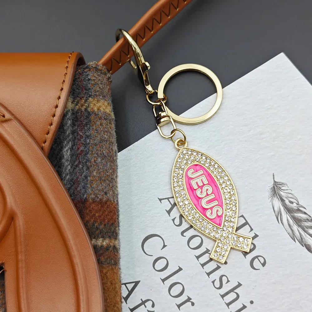الكرتون الأسماك المعدنية على شكل المفاتيح الأصالة أنا أحب يسوع رسالة كيرينغ الماس سيارة الإبداعية مفتاح سلسلة حلقة تذكارية هدية