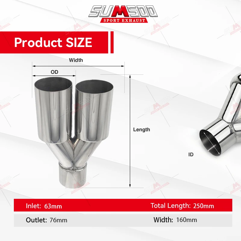 1 قطعة المزدوج الفضة الفولاذ المقاوم للصدأ اكسسوارات السيارات العالمي السيارات السيارات العادم تلميح أنبوب نهاية مزدوجة للديكور المعدل