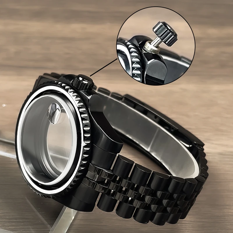40mm NH35 Gehäuse Edelstahl SaphirglasAll Black Sub GMT 316L Seik Mod Zubehör NH35 NH36 NH34 Uhrwerk Uhrengehäuse – Detail 4
