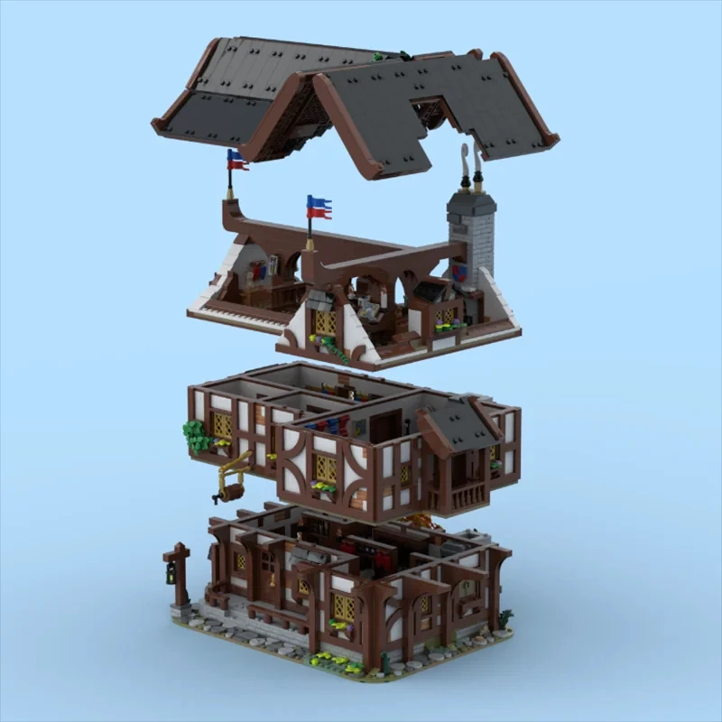 

3963PCS MOC medieval castle house building hotel model DIY assembly building blocks toy children's holiday birthday gift