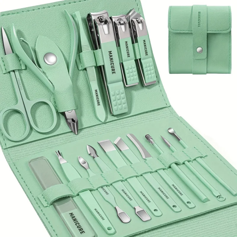 26Pcs Brown Large Size Nail Clipper Set Professional Manicure Pedicure Kit Home Use Nail Art Tools